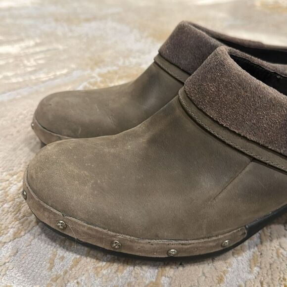 Merrell Luxe Wrap Gray Leather Slip on Mules size 8 in GUC - Picture 3 of 9